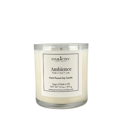 Our Ambience candle is a romantic blend of fragrances that titillate senses. The intertwining of amaretto, tonka, and resinous oud with rum, peach, and cherry blossom creates a seductive and arousing aroma. This candle is sure to create an atmosphere perfect for self-care, relaxation, or romance. The choice is yours! 