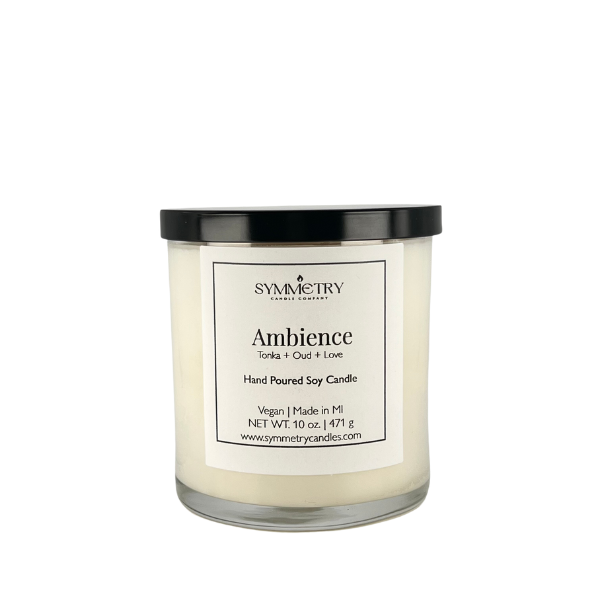 Our Ambience candle is a romantic blend of fragrances that titillate senses. The intertwining of amaretto, tonka, and resinous oud with rum, peach, and cherry blossom creates a seductive and arousing aroma. This candle is sure to create an atmosphere perfect for self-care, relaxation, or romance. The choice is yours! 