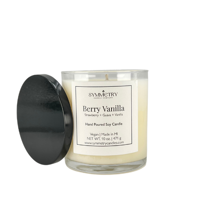 Our Berry Vanilla candle is a mouthwatering fragrance. The fruity fusion of strawberry and guava interlaced with passionfruit and mango create a truly satisfying tropical aroma. Vanilla and sugar base notes lend an extra burst of goodness to this delicious fragrance.  Edit alt text