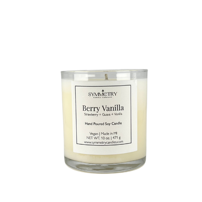 Our Berry Vanilla candle is a mouthwatering fragrance. The fruity fusion of strawberry and guava interlaced with passionfruit and mango create a truly satisfying tropical aroma. Vanilla and sugar base notes lend an extra burst of goodness to this delicious fragrance.  Edit alt text