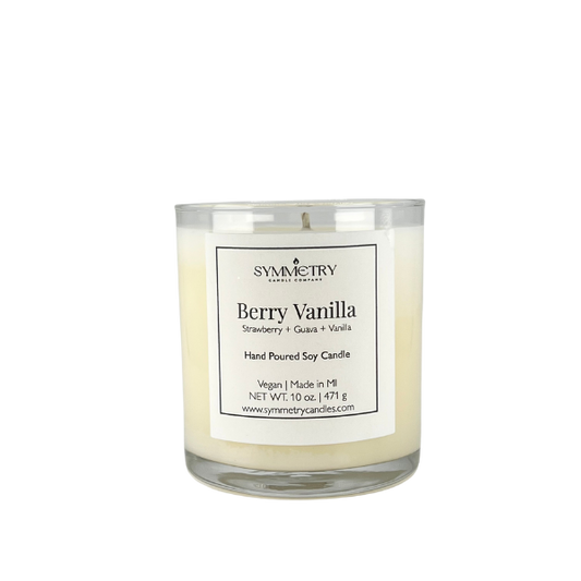 Our Berry Vanilla candle is a mouthwatering fragrance. The fruity fusion of strawberry and guava interlaced with passionfruit and mango create a truly satisfying tropical aroma. Vanilla and sugar base notes lend an extra burst of goodness to this delicious fragrance.  Edit alt text