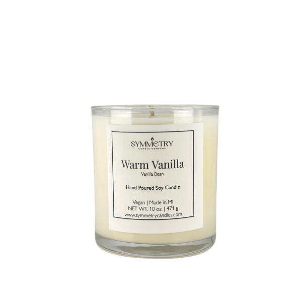 Our Warm Vanilla is a timeless fragrance for any room any time of year. With notes of vanilla bean, buttercream, and cake balanced with a hint of bourbon, our Warm Vanilla candle creates a calm, comforting atmosphere that enhances an ambiance of wellness, balance, and symmetry in any space.