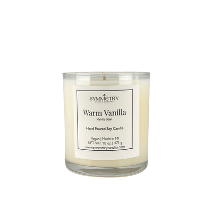 Our Warm Vanilla is a timeless fragrance for any room any time of year. With notes of vanilla bean, buttercream, and cake balanced with a hint of bourbon, our Warm Vanilla candle creates a calm, comforting atmosphere that enhances an ambiance of wellness, balance, and symmetry in any space.